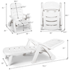 Image of Costway Outdoor Furniture White 5 Position Adjustable Folding Lounger Chaise Chair on Wheels by Costway 07652492
