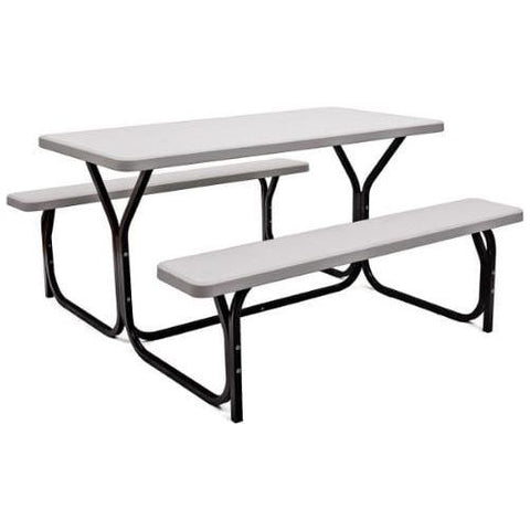 Costway Outdoor Furniture White Picnic Table Bench Set for Outdoor Camping by Costway 6933315533618 91203576-W Picnic Table Bench Set for Outdoor Camping by Costway SKU# 91203576