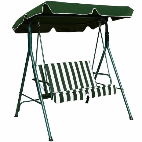 Costway Outdoor Green 2 Person Weather Resistant Canopy Swing for Porch Garden Backyard Lawn by Costway 781880211662 80379152 2 Person Weather Resistant Swing Porch Garden Backyard Lawn by Costway
