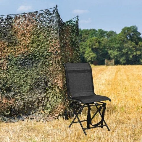 Foldable 360-degree Swivel Hunting Chair with Iron Frame for All-weather Outdoor by Costway