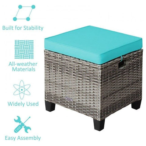 Costway Outdoor Sofas 2 Pieces Patio Rattan Ottoman Seat with Removable Cushions by Costway 2 Pieces Patio Rattan Ottoman Seat Removable Cushions Costway 37201946