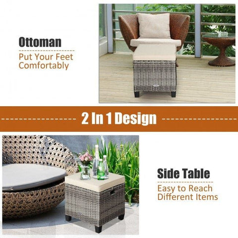 Costway Outdoor Sofas 2 Pieces Patio Rattan Ottoman Seat with Removable Cushions by Costway 2 Pieces Patio Rattan Ottoman Seat Removable Cushions Costway 37201946