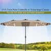 Image of Costway Outdoor Umbrella Bases 15 Feet Patio LED Crank Solar Umbrella without Weight Base by Costway