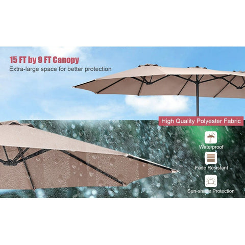 Costway Outdoor Umbrella Bases 15 ft Double-Sided Outdoor Patio Umbrella with Crank without Base by Costway 15 ft Double-Sided Outdoor Patio Umbrella with Crank without Base 