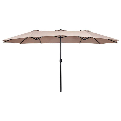Costway Outdoor Umbrella Bases Beige 15 ft Double-Sided Outdoor Patio Umbrella with Crank without Base by Costway 781880256144 13568970-Beige 15 ft Double-Sided Outdoor Patio Umbrella with Crank without Base 