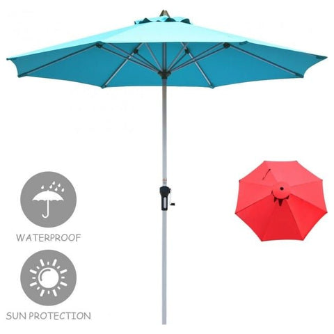 Costway Outdoor Umbrella Bases Blue 9' Patio Outdoor Market Umbrella with Aluminum Pole without Weight Base by Costway 781880256069 87945036-B 9' Patio Outdoor Umbrella Aluminum Pole without Weight Base by Costway