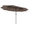 Image of Costway Outdoor Umbrella Bases Coffee 15 Feet Twin Patio Umbrella with 48 Solar LED Lights by Costway 51864930-Coffee