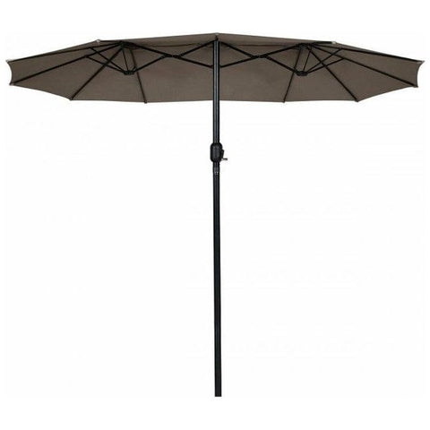 Costway Outdoor Umbrella Bases Tan 15 ft Double-Sided Outdoor Patio Umbrella with Crank without Base by Costway 781880256168 13568970-Tan 15 ft Double-Sided Outdoor Patio Umbrella with Crank without Base 