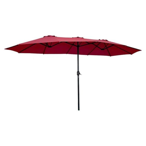 Costway Outdoor Umbrella Bases Wine 15 ft Double-Sided Outdoor Patio Umbrella with Crank without Base by Costway 781880256151 13568970-Wine 15 ft Double-Sided Outdoor Patio Umbrella with Crank without Base 