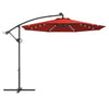 Image of Costway Outdoor Umbrella Enclosure Kits Burgundy 10 Feet 360° Rotation Solar Powered LED Patio Offset Umbrella without Weight Base by Costway 781880250562 43685109-Burgundy 10 Feet 360° Rotation Solar Powered LED Patio Offset Umbrella Costway 