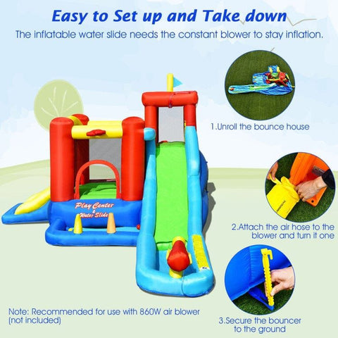 Costway Residential Bouncers 9-in-1 Inflatable Kids Water Slide Bounce House by Costway 9-in-1 Inflatable Kids Water Slide Bounce House without Blower Costway