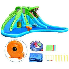 Crocodile Inflatable Water Slide Climbing Wall Bounce House by Costway