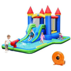 Inflatable Bounce House Castle Water Slide with Climbing Wall by Costway