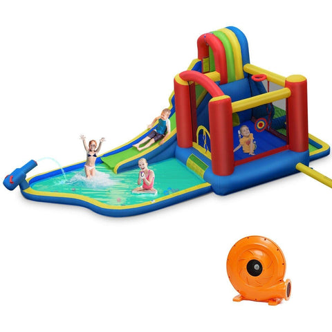 Costway Residential Bouncers Included Inflatable Kid Bounce House Slide Climbing Splash Park Pool Jumping Castle by Costway 93578621 Inflatable Kid Bounce House Slide Splash Park Pool Castle Costway