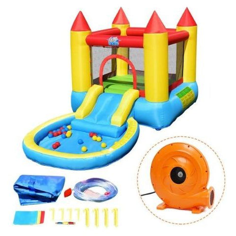 Costway Residential Bouncers Included Kids Inflatable Bounce House Castle with Balls Pool & Bag by Costway 7461758555878 48130795-I Kids Inflatable Bounce House Castle with Balls Pool & Bag by Costway SKU# 48130795
