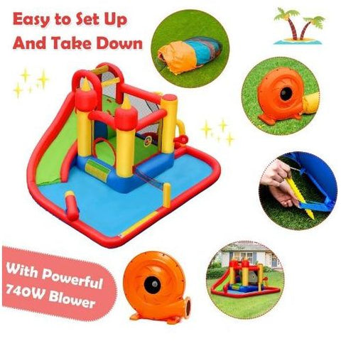 Costway Residential Bouncers Inflatable Blow Up Water Slide Bounce House by Costway Inflatable Blow Up Water Slide Bounce House Costway 85961237/34801725