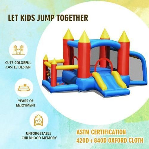 Costway Residential Bouncers Inflatable Bounce House Slide Jumping Castle Soccer Goal Ball Pit by Costway Inflatable Bounce House Slide Jumping Castle Soccer Costway #36405718