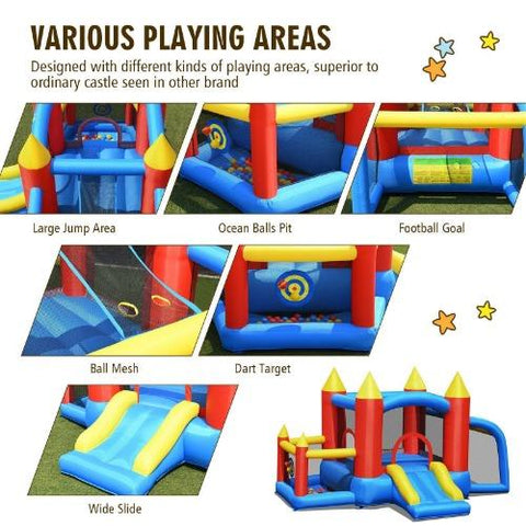 Costway Residential Bouncers Inflatable Bounce House Slide Jumping Castle Soccer Goal Ball Pit by Costway Inflatable Bounce House Slide Jumping Castle Soccer Costway #36405718