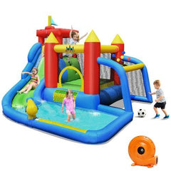 Inflatable Bounce House Splash Pool with Water Climb Slide by Costway