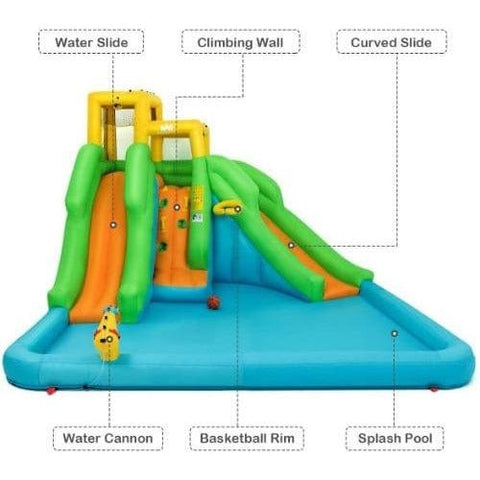 Inflatable Water Park Bounce House with Climbing Wall by Costway