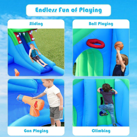 Costway Residential Bouncers Inflatable Water Park Crocodile Bouncer Dual Slide Climbing Wall without blower by Costway 7461759382664 32967145