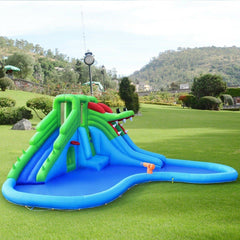 Inflatable Water Park Crocodile Bouncer Dual Slide Climbing Wall without blower by Costway