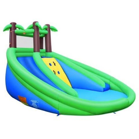 Costway Residential Bouncers Inflatable Water Park Pool Bounce House Dual Slide Climbing by Costway