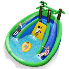 Inflatable Water Park Pool Bounce House Dual Slide Climbing by Costway
