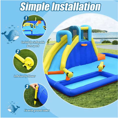 Costway Residential Bouncers Inflatable water slide jumping house wall climbing water gun splash pool by Costway Inflatable water slide jumping house wall climbing water gun pool