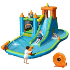 Costway Residential Bouncers Inflatable Water Slide Kids Bounce House Splash Water Pool with Blower by Costway 75386042 Inflatable Water Slide Kids Bounce House Water Pool Blower Costway