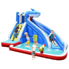 Inflatable Water Slide Shark Bounce House Castle by Costway