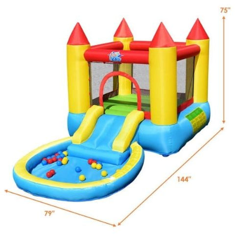 Kids Inflatable Bounce House Castle with Balls Pool & Bag by Costway