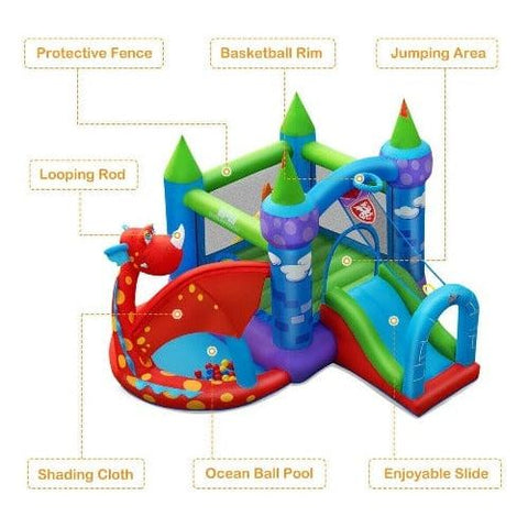 Costway Residential Bouncers Kids Inflatable Bounce House Dragon Jumping Slide Bouncer Castle by Costway 7461759412736 68230941 Kids Inflatable Bounce House Dragon Jumping Slide Bouncer Castle by Costway SKU# 68230941