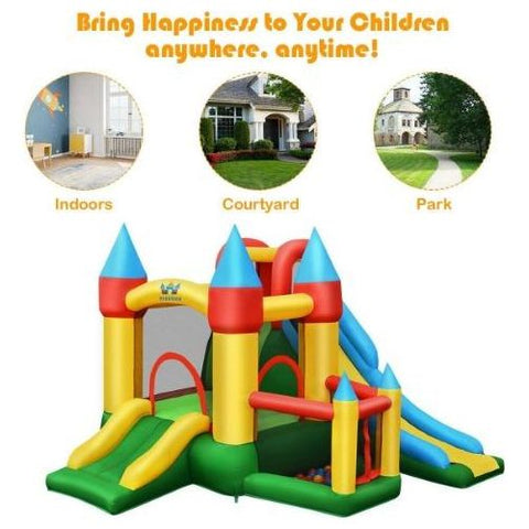 Costway Residential Bouncers Kids Inflatable Dual Slide Jumping Castle with 780W Blower by Costway 7461759167902 83074156 Kids Inflatable Dual Slide Jumping Castle 780W Blower Costway 95431062