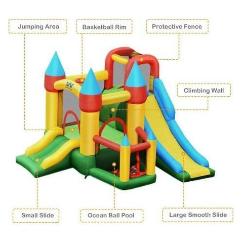 Costway Residential Bouncers Kids Inflatable Dual Slide Jumping Castle with 780W Blower by Costway 7461759167902 83074156 Kids Inflatable Dual Slide Jumping Castle 780W Blower Costway 95431062