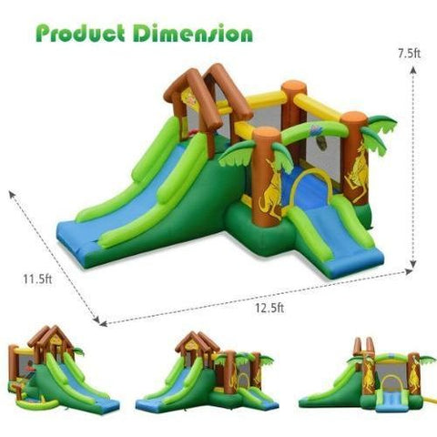 Costway Residential Bouncers Kids Inflatable Jungle Bounce House Castle with Bag by Costway