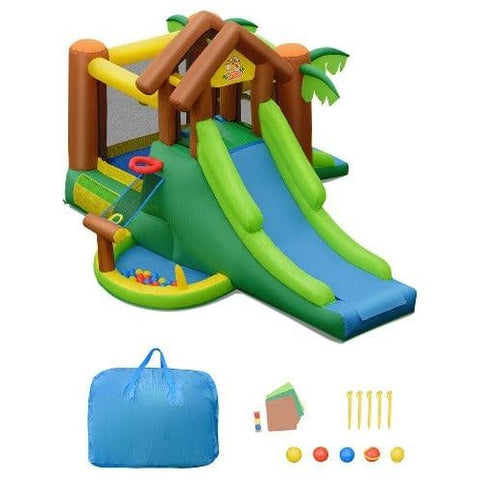 Costway Residential Bouncers Kids Inflatable Jungle Bounce House Castle with Bag by Costway