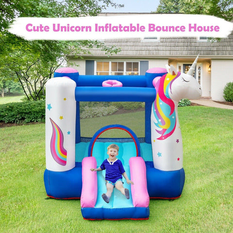 Costway Residential Bouncers Slide Bouncer Inflatable Jumping Castle Basketball Game Without Blower by Costway 787446083988 80157496 Slide Bouncer Inflatable Jumping Castle Basketball Game Without Blower