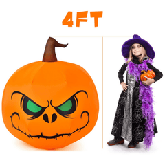 4 Feet Halloween Inflatable Pumpkin with Build-in LED Light by Costway