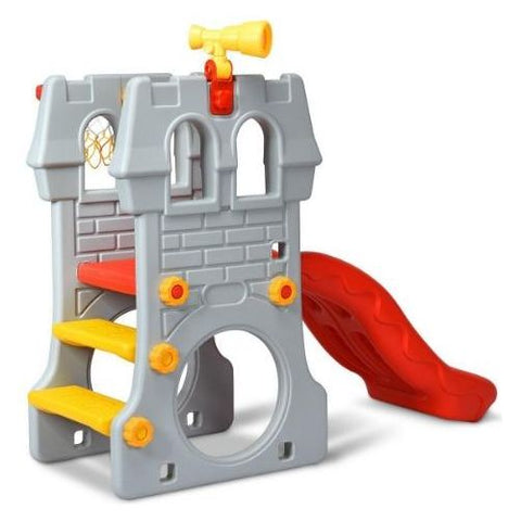 Costway Swings & Play Sets Children Castle Slide with Basketball Hoop and Telescope Hoop by Costway 0796914862598 69875123