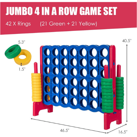 Costway Swings & Play Sets Jumbo 4-to-Score Giant Game Set with 42 Jumbo Rings & Quick-Release Slider by Costway Jumbo 4-to-Score GiantSet  42 Jumbo Rings & Quick-Release  by Costway