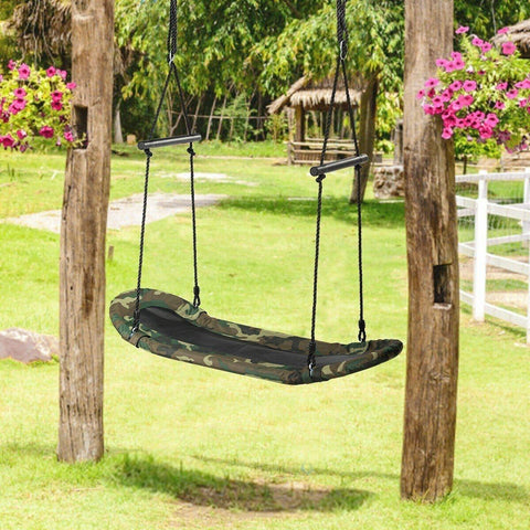 Costway Swings & Play Sets Saucer Tree Swing Surf Kids Outdoor Adjustable Oval Platform Set with Handle by Costway Saucer Tree Swing Surf Outdoor Adjustable Oval Platform Handle Costway