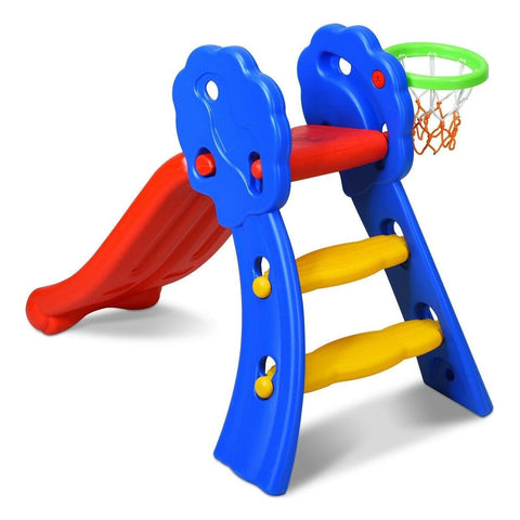 Costway Swings & Playsets 2 Step Children Folding Slide with Basketball Hoop by Costway 796914862581 80731294 2 Step Children Folding Slide with Basketball Hoop by Costway 80731294