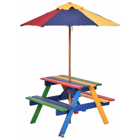 Costway Swings & Playsets 4 Seat Kids Picnic Table with Umbrella by Costway 796914884835 28971305 4 Seat Kids Picnic Table with Umbrella by Costway SKU# 28971305