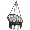 Image of Costway Swings & Playsets Black Hanging Macrame Hammock Chair with Handwoven Cotton Backrest by Costway 7461759177666 52816304-B