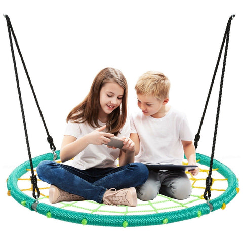 Costway Swings & Playsets Green 40'' Spider Web Tree Swing Kids Outdoor Play Set with Adjustable Ropes by Costway 6499854655506 19370645-G 40'' Spider Web Tree Swing Kids Play Set Adjustable Ropes Costway