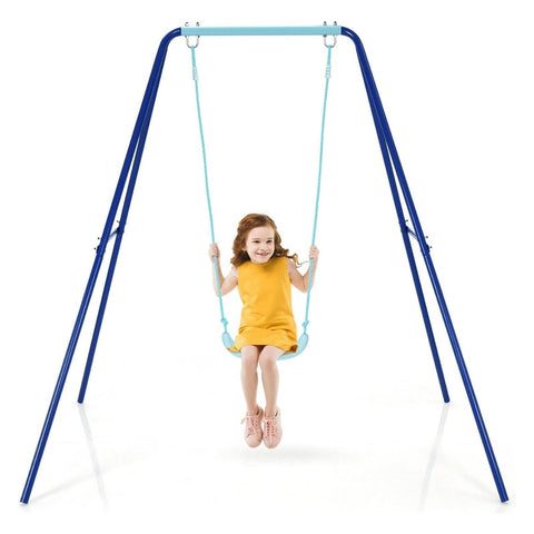Costway Swings & Playsets Outdoor Kids Swing Set with Heavy Duty Metal A-Frame and Ground Stakes by Costway 193802001006 02813564