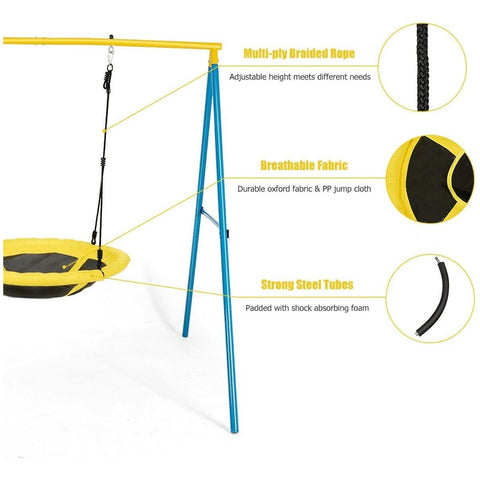 Costway Swings & Playsets Swing Set with 40” Saucer Tree Swing & Heavy Duty A-Frame Metal Swing Stand Combo by Costway 6499852805040 53427061