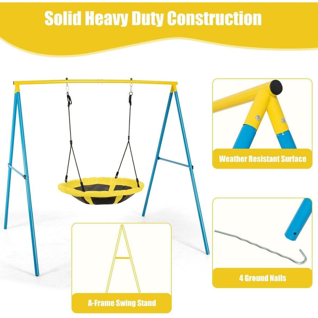 Metal Swing Set Heavy Duty Frame Stand w/Saucer Swing Sangbags