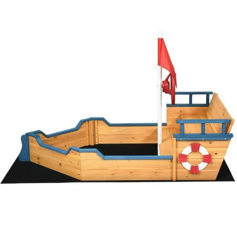 Costway Swings & Playsets Wooden Pirate Boat Wood Sandbox for Kids by Costway 796914883111 87150964 Wooden Pirate Boat Wood Sandbox for Kids by Costway SKU# 87150964